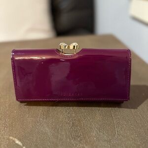 Ted Baker Deep Purple Patent Bow-Top Clutch